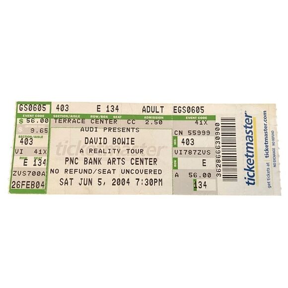 DAVID BOWIE 2004 TICKET STUB 'A REALITY TOUR' JUNE 5, 2004 PNC - Picture 1 of 2